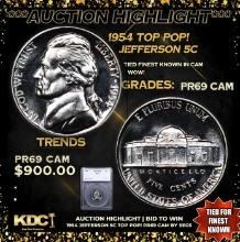 Proof ***Auction Highlight*** 1954 Jefferson Nickel TOP POP! 5c Graded pr69 cam BY SEGS (fc)