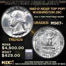 ***Auction Highlight*** 1982-d Washington Quarter Near Top Pop! 25c Graded ms67+ BY SEGS (fc)