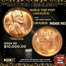 ***Auction Highlight*** 1939-s Lincoln Cent TOP POP! 1c Graded GEM+++ Unc RD BY USCG (fc)