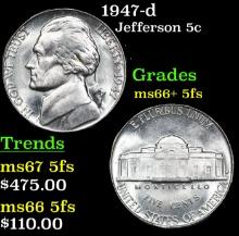 1947-d Jefferson Nickel 5c Grades GEM++ 5fs