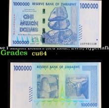 2007-2008 Zimbabwe 1 Million Dollars (3rd Issue, ZWR) Hyperinflation Banknote P# 77 Choice CU
