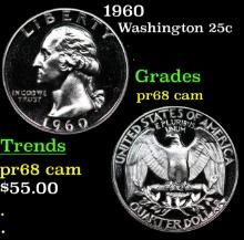 Proof 1960 Washington Quarter 25c Grades GEM++ Proof Cameo