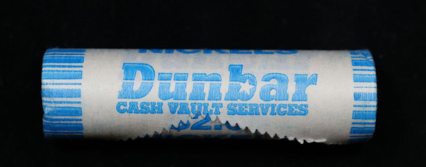 BU Shotgun Jefferson 5c roll, 2003-p 40 pcs Dunbar $2 Nickel Wrapper