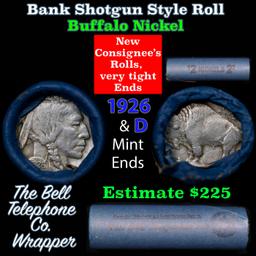 Buffalo Nickel Shotgun Roll in Old Bank Style 'Bell Telephone' Wrapper 1926 & d Mint Ends