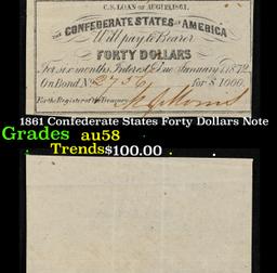 1861 Confederate States Forty Dollars Note Grades Choice AU/BU Slider