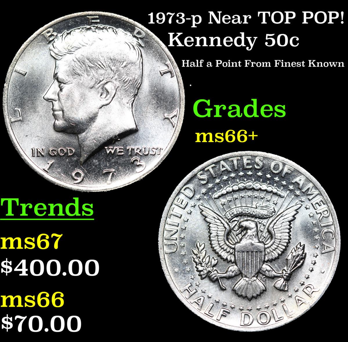 1973-p Kennedy Half Dollar Near TOP POP! 50c Grades GEM++ Unc