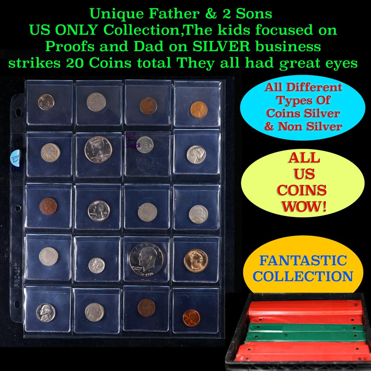 Unique Father & 2 Sons US ONLY Collection,The kids focused on Proofs and Dad on SILVER business stri