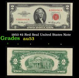 1953 $2 Red Seal United States Note Grades Select AU