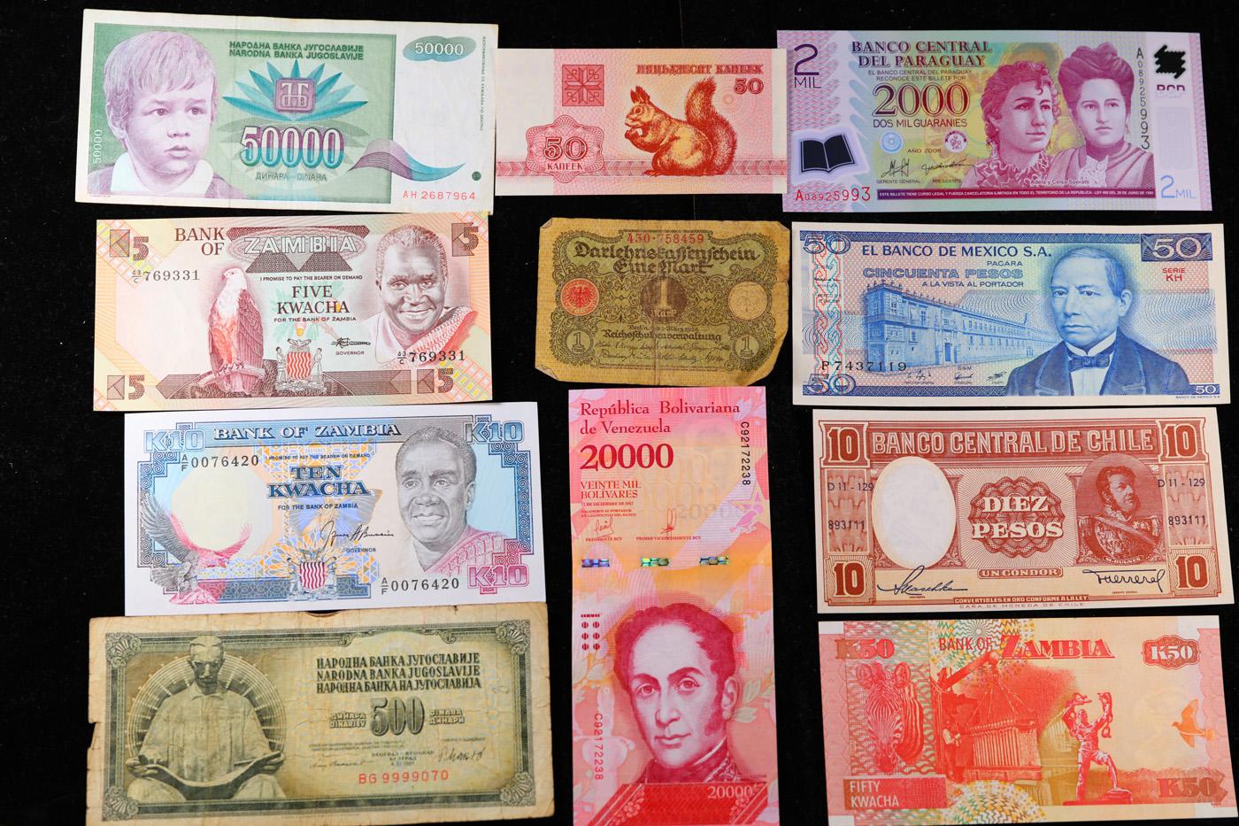 Lot of 25 Different Foreign Notes, A Variety of Countries, Dates, and Denominations!