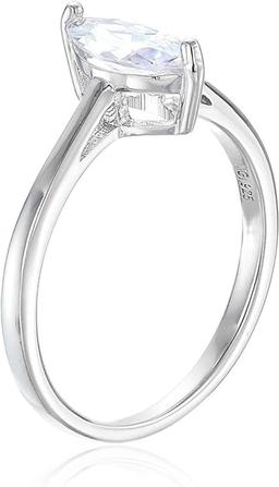 Decadence Sterling Silver rhodium 5x10MM Marquise Cut Solitaire  Ring Size 8