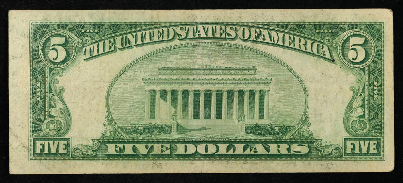 1953 $5 Red Seal United States Note Grades vf++