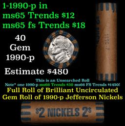 Shotgun Jefferson 5c roll, 1996-p 40 pcs Bank Wrapper