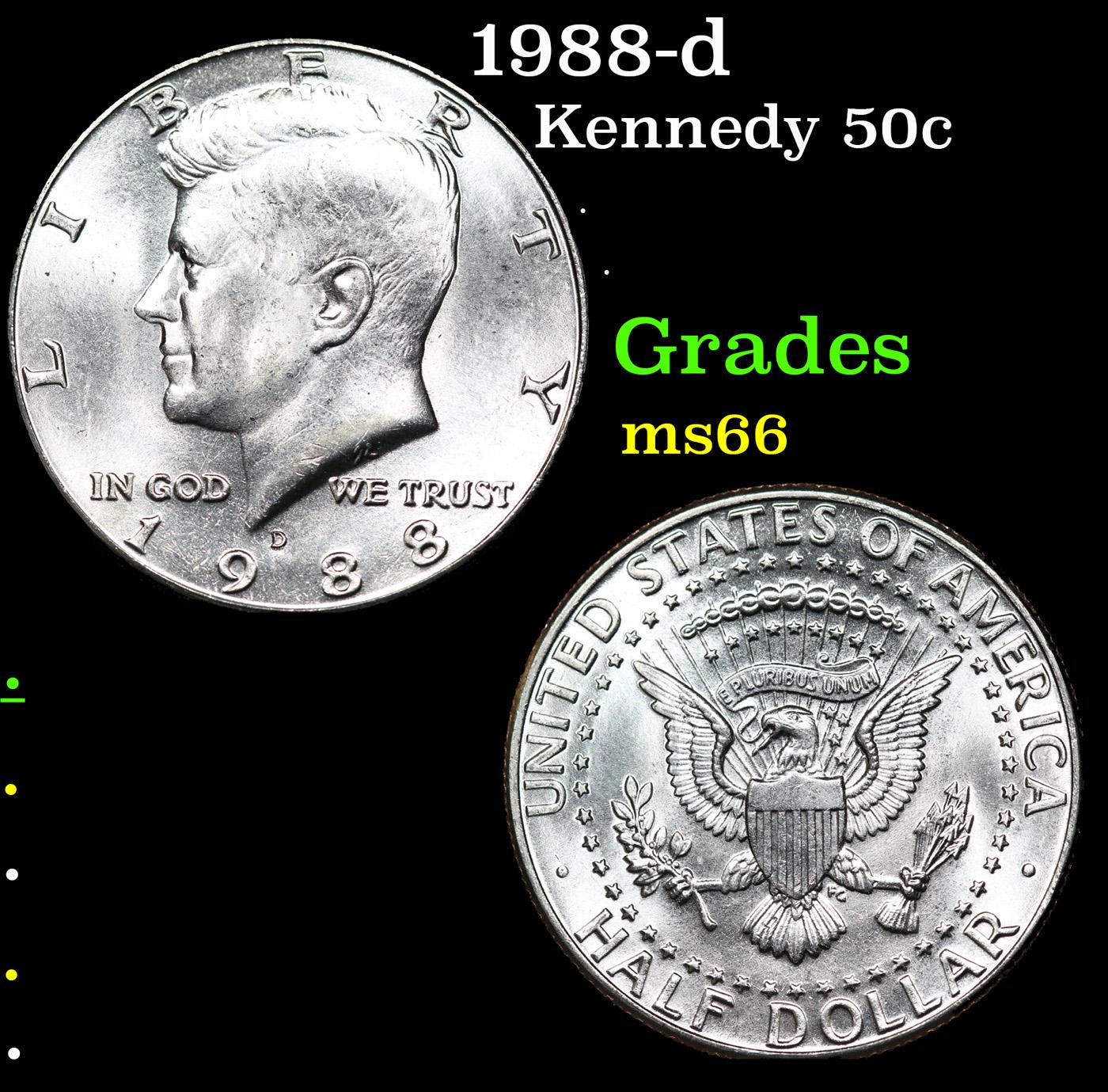 1988-d Kennedy Half Dollar 50c Grades GEM+ Unc