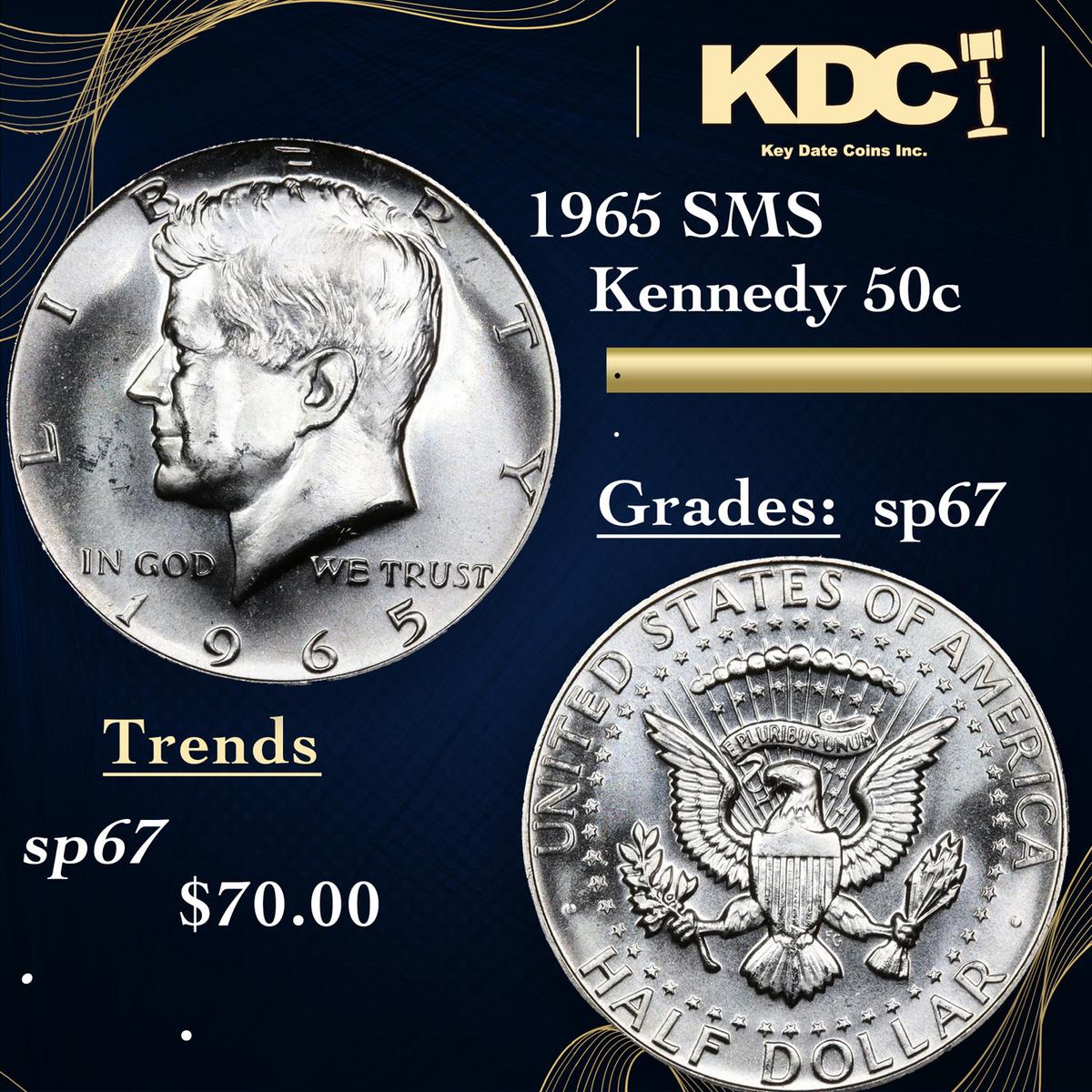 1965 SMS Kennedy Half Dollar 50c Grades sp67