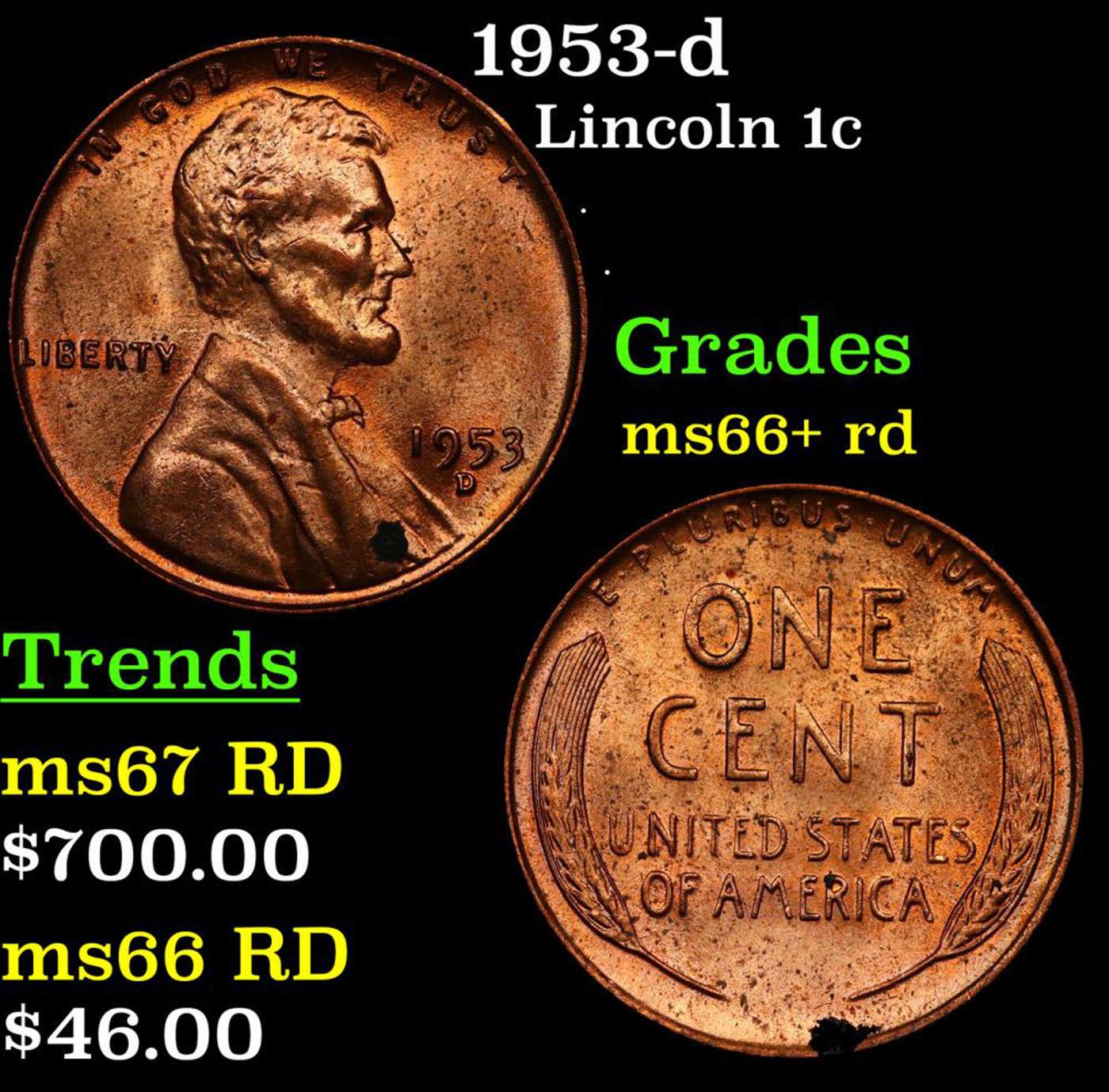 1953-d Lincoln Cent 1c Grades GEM++ RD