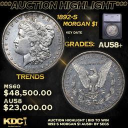 ***Auction Highlight*** 1892-s Morgan Dollar 1 Graded au58+ BY SEGS (fc)