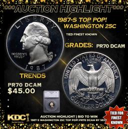 Proof 1987-s Washington Quarter TOP POP! 25c Graded pr70 dcam BY SEGS