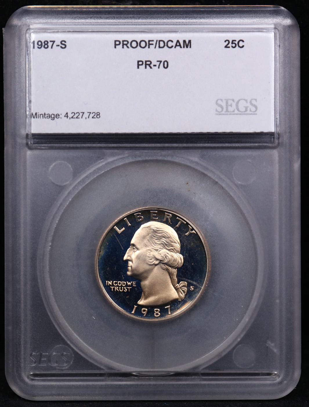 Proof 1987-s Washington Quarter TOP POP! 25c Graded pr70 dcam BY SEGS