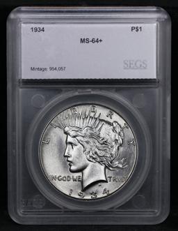 ***Auction Highlight*** 1934-p Peace Dollar $1 Graded ms64+ By SEGS (fc)