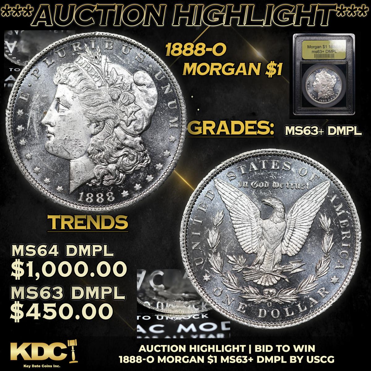 ***Auction Highlight*** 1888-o Morgan Dollar $1 Graded Select Unc+ DMPL By USCG (fc)