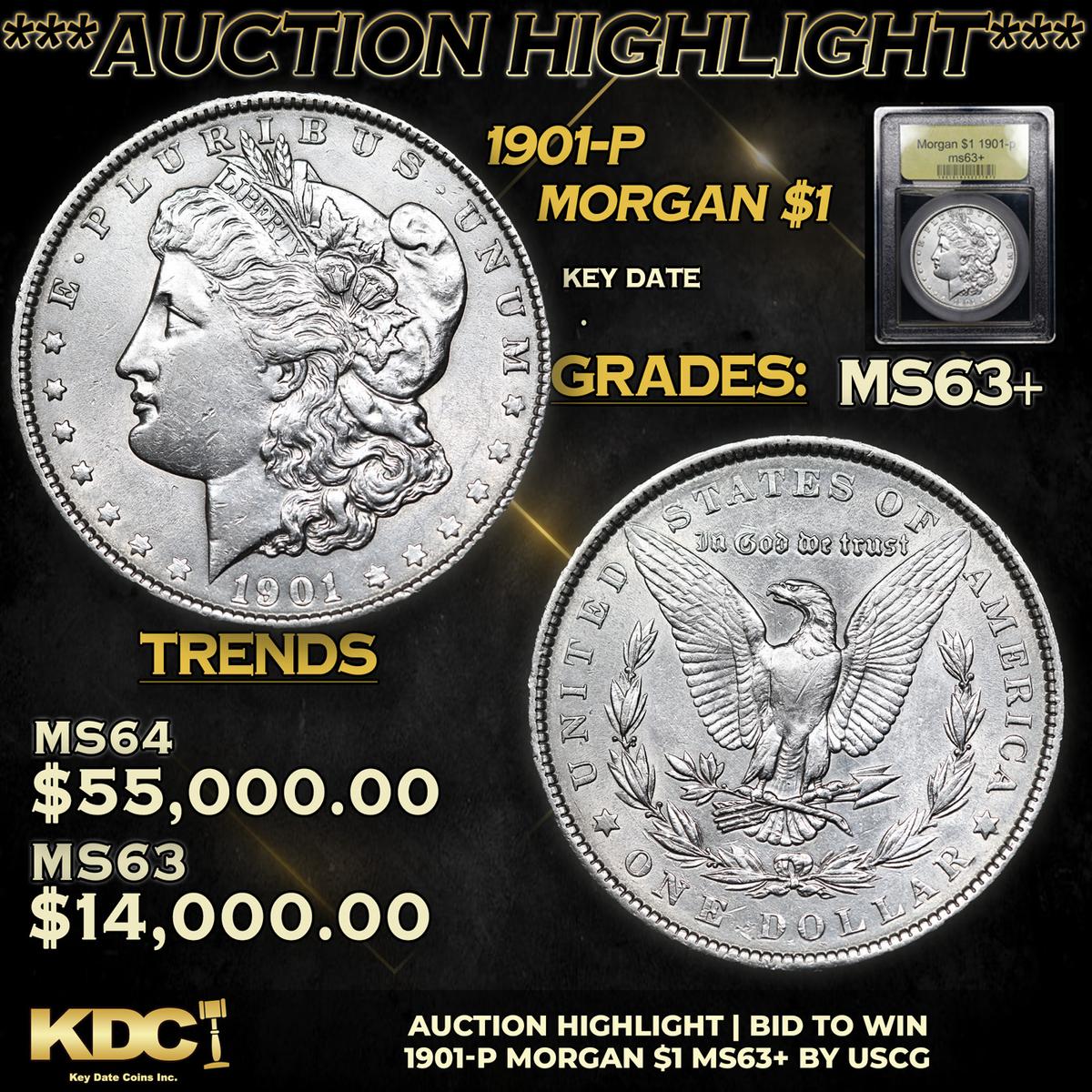 ***Auction Highlight*** 1901-p Morgan Dollar $1 Graded Select+ Unc By USCG (fc)