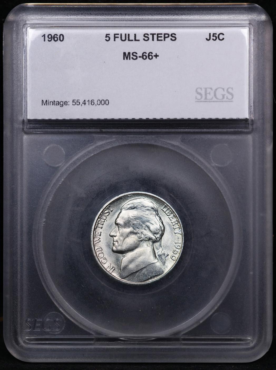 ***Auction Highlight*** 1960-p Jefferson Nickel TOP POP! 5c Graded ms66+ 5fs BY SEGS (fc)