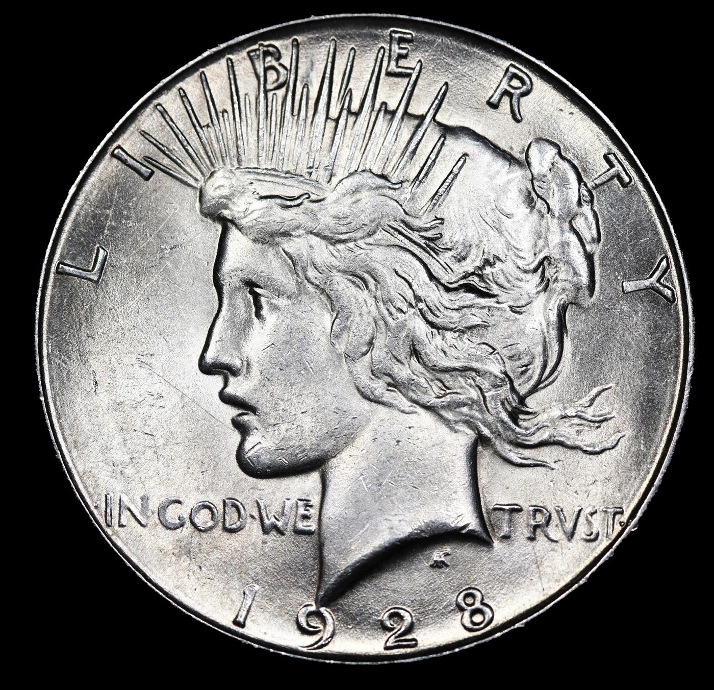 ***Auction Highlight*** 1928-s Peace Dollar $1 Graded Select+ Unc By USCG (fc)