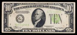 1934 $10 Green Seal Federal Reseve Note Grades vf+