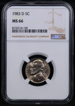 NGC 1983-d Jefferson Nickel 5c Graded ms66 By NGC