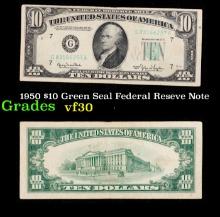 1950 $10 Green Seal Federal Reseve Note Grades vf++