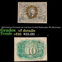 US Fractional Currency 10c 2nd Issue fr-1244 Washington W/o Surcharge Grades vf details