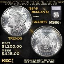 ***Auction Highlight*** 1881-s Morgan Dollar $1 Graded ms66+ By SEGS (fc)