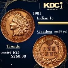 1901 Indian Cent 1c Grades Choice Unc RD