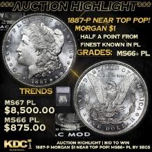 ***Auction Highlight*** 1887-p Morgan Dollar Near Top Pop! $1 Graded ms66+ PL By SEGS (fc)