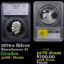 Proof 1974-s Silver Eisenhower Dollar 1 Graded pr69+ Dcam By SEGS