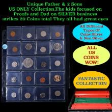 Unique Father & 2 Sons US ONLY Collection,The kids focused on Proofs and Dad on SILVER business stri