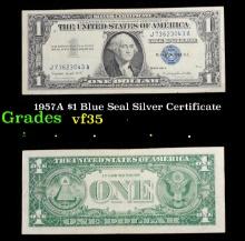 1957A $1 Blue Seal Silver Certificate Grades vf++