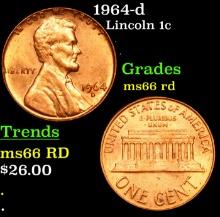 1964-d Lincoln Cent 1c Grades GEM+ Unc RD