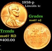 1958-p Lincoln Cent 1c Grades GEM++ Unc RD