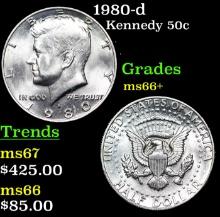 1980-d Kennedy Half Dollar 50c Grades GEM++ Unc