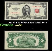 1953 $2 Red Seal United States Note Grades Select AU