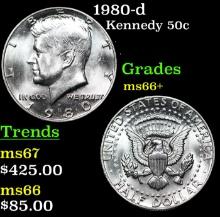 1980-d Kennedy Half Dollar 50c Grades GEM++ Unc