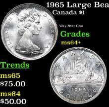 1965 Large Beads, Blunt 5 Canada Dollar 1 Grades Choice+ Unc
