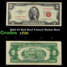 1953 $2 Red Seal United States Note Grades vf++