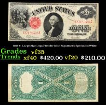 1917 $1 Large Size Legal Tender Note Grades vf++ Signatures Speelman/White