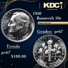 Proof 1950 Roosevelt Dime 10c Grades GEM++ Proof