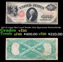 1917 $1 Large Size Legal Tender Note Grades vf++ Signatures Teehee/Burke