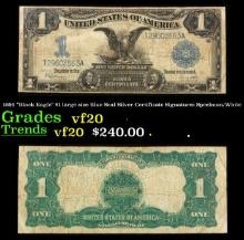 1899 "Black Eagle" $1 large size Blue Seal Silver Certificate Grades vf, very fine Signatures Speelm
