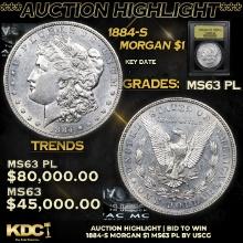 ***Auction Highlight*** 1884-s Morgan Dollar 1 Graded Select Unc PL By USCG (fc)