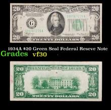 1934A $20 Green Seal Federal Reseve Note Grades vf++